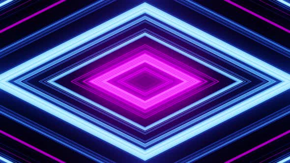 Vj Loop Of The Rhombus Blue And Pink Neon Stripes Background For Party 4K alt