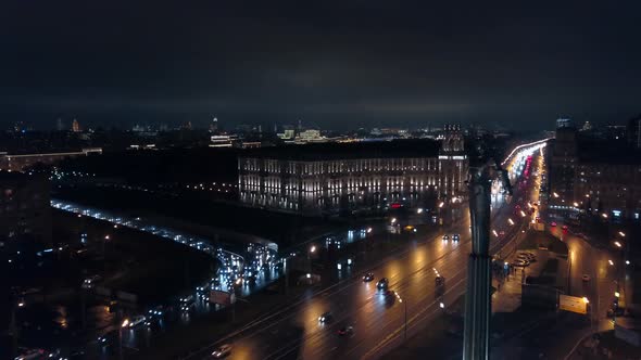 The Yuri Gagarin Monument in Moscow at Night alt