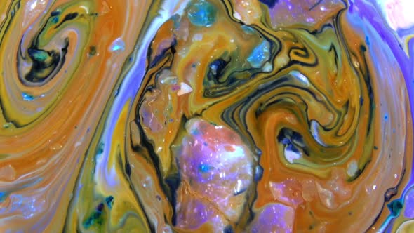 Colorful Chaos Ink Spread In Liquid Paint Turbulence Movement 40