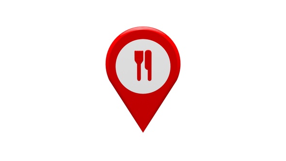 3D Food And Restaurant Map Location Pin Red V1 alt