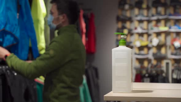 Topic of Buying Sportswear in Offline Sports Store During New Norms Pandemic for Covid 19 alt