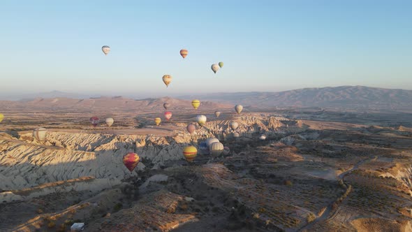 Aerial View Cappadocia Turkey  Balloons Sky alt