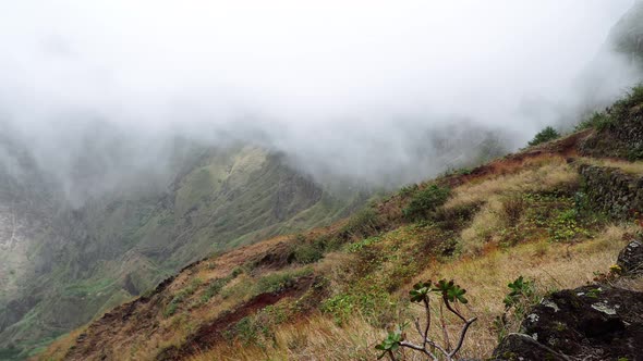 Majestic View of Mountains and Valleys on the Trekking Path on Santo Antao Island alt