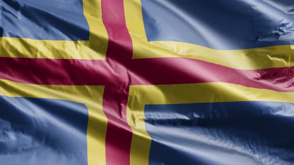 Aland flag waving on the wind loop alt