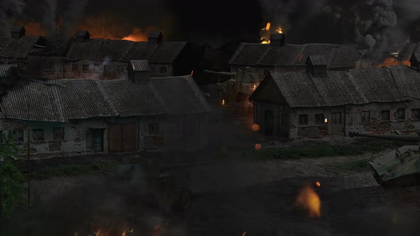 A burning village