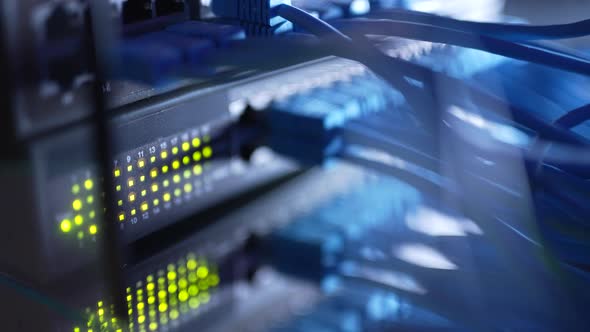 Close Up Fiber Optic in Server Room alt