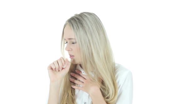 Coughing, Sick Woman Suffering From Cough alt