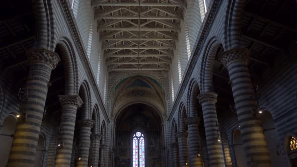 Interior inside Duomo of Orvieto cathedral church in Tuscany, Italy, Europe. alt