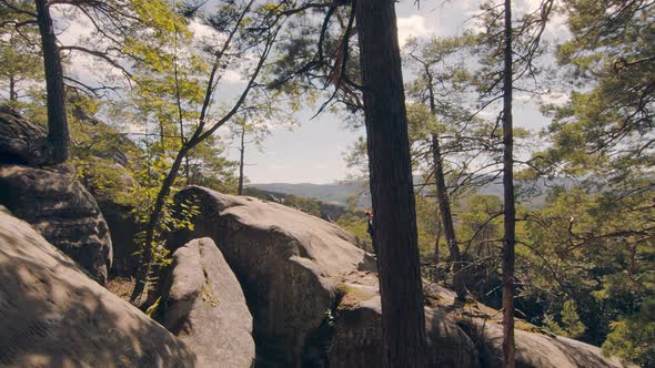 Wedding Couple Climbing the Rocks Up alt