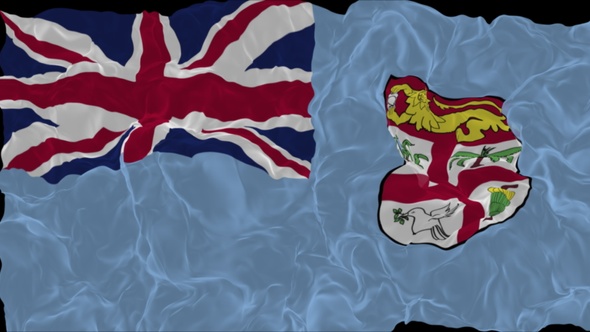 flag Fiji turns into smoke. State weakening concept, alpha channel. alt