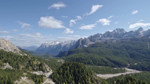 Panoramic view of the famous peaks of the Dolomites, Belluno Province, Dolomiti Alps, Italy