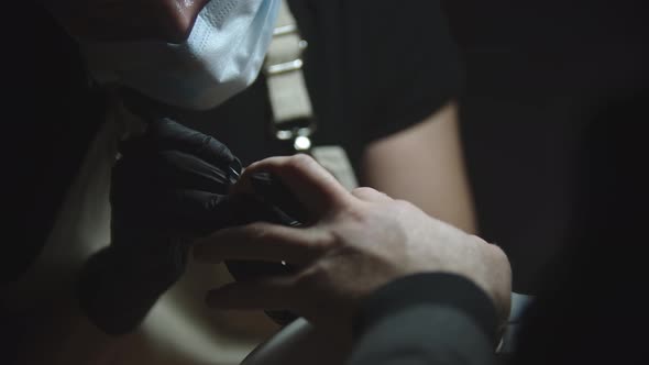 Male Manicure  Nail Master Drawing Design Nails Using Acrylic Nail Paint alt