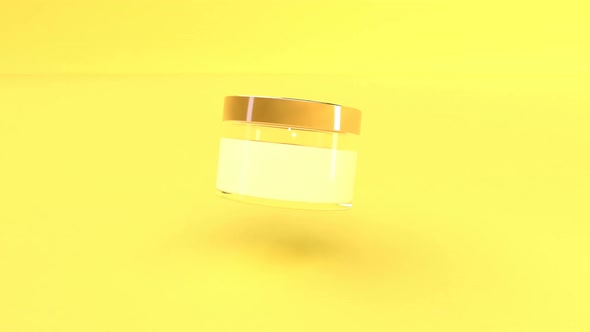 Jar Cream on Yellow Background Body Skin Care Able to Loop Seamless alt