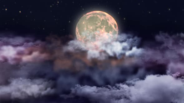Full Moon In  Night Sky Loop