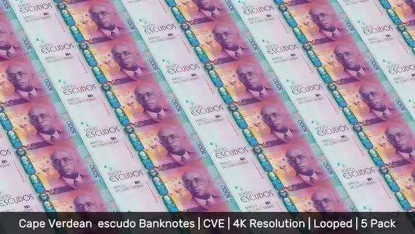 Cape Verde Banknotes Money / Cape Verdean  escudo / Currency Esc / CVE/ | 5 Pack | - 4K alt