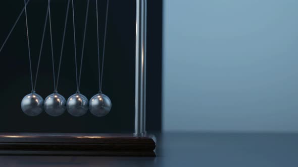 Pendulum Balls Swinging Newtons Cradle Passing Business Moment Loop Closeup