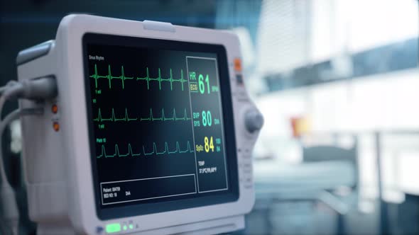 Heart Rate Monitor in Hospital Theater. Medical Vital Signs Monitor Instrument in a Hospital on alt