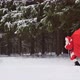 Santa Claus with huge bag of gifts is walking in forest - VideoHive Item for Sale