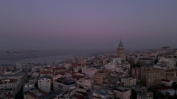 istanbul Galata Tower and old buildings around it