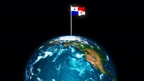 Panama Flying Flag Wave Animated On 3d Planet Earth alt