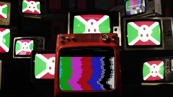 Flag of Burundi and Retro TVs. alt