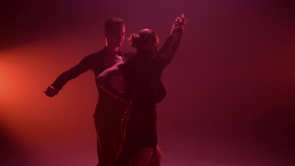 Graceful Man Woman Dancing Indoors alt