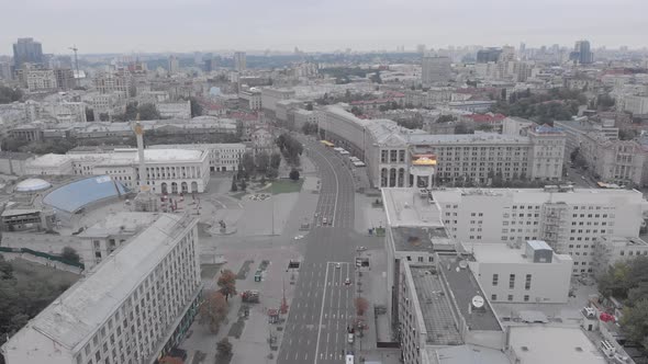 Khreschatyk Street in Kyiv, Ukraine. Aerial View alt