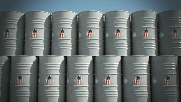 Endless animation of the grey flammable barrels two-story stack. Front view. HD alt