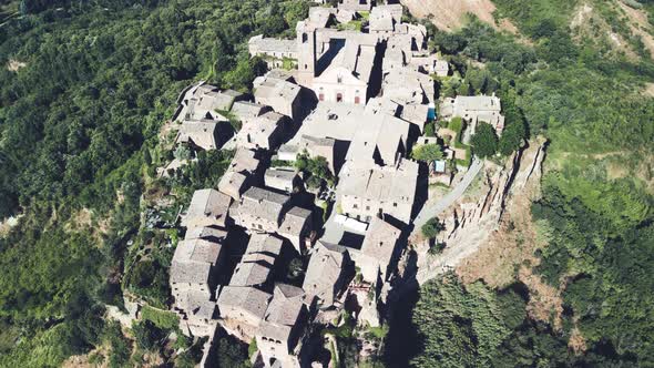 Amazing Aerial View of Civita Di Bagnoregio Landscape in Summer Season Italy alt