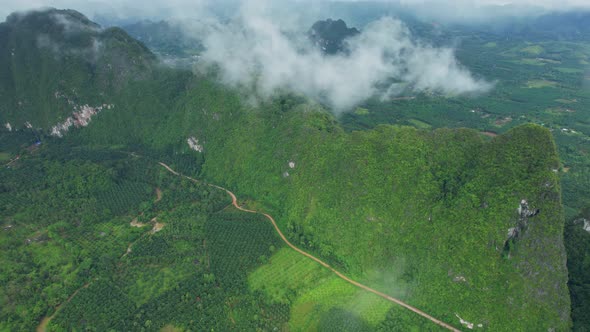 Drone are flying over beautiful clouds and mountains alt