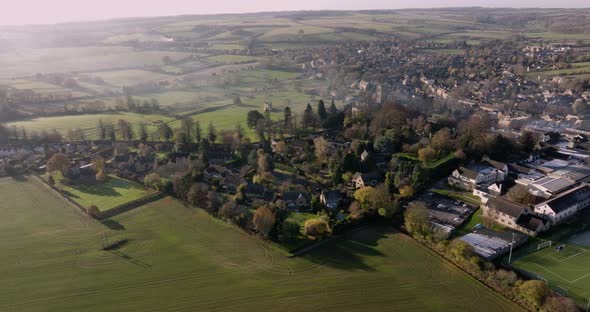 Aerial View Cotswolds Village Chipping Campden Gloucestershire