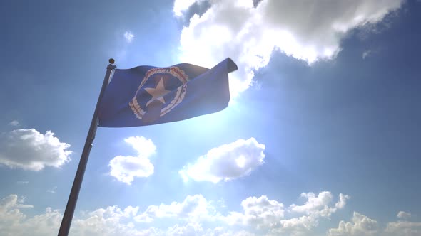 The Northern Mariana Islands Flag on a Flagpole V4 - 4K alt