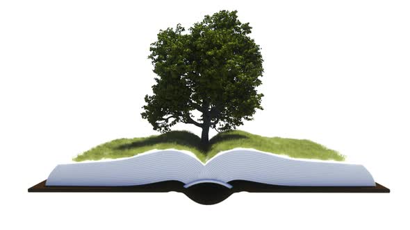 A Tree And Grass Grow Out Of The Pages