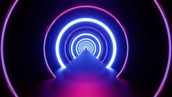 Blue Neon Ring With Red Light Vj Loop Background 4K alt