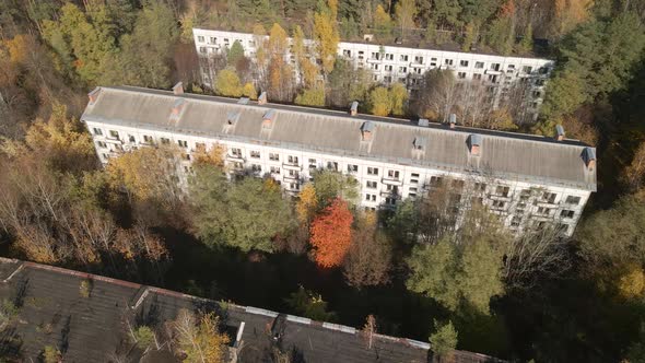 Old Abandoned Buildings In Ghost Town Pripyat Ukraine  Chernobyl Disaster Exclusion Zone alt