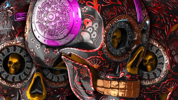 Metal shinning carved skulls alt