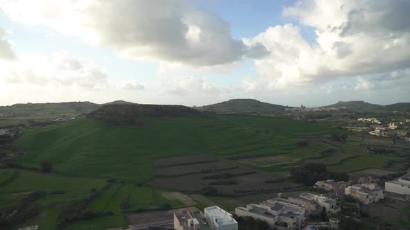 Panorama of Gozo Island Outskirts on Sunny Winter Day
