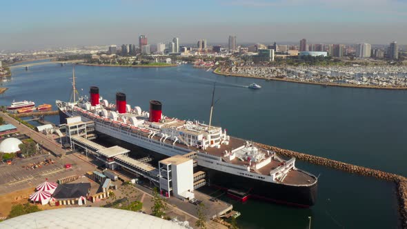 Beautiful View of RMS Queen Mary Ocean Liner in Long Beach Los Angeles alt