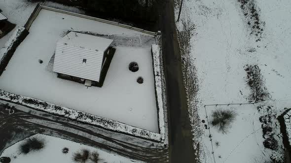 Village of Saint-Point-Lac in Doubs in France seen from the sky alt