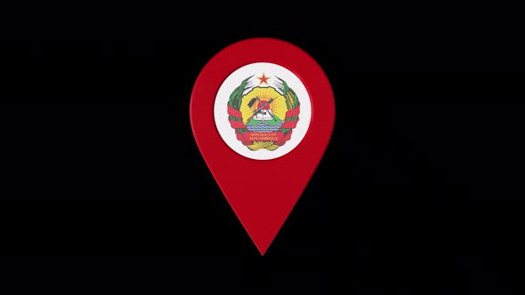 3D Rotating Pin Icon Animation With Mozambique Coat Of Arms  Alpha Channel 4K alt