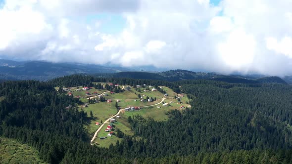Trabzon Village Mountains Forest And Cloud Shadows Aerial Hyperlapse