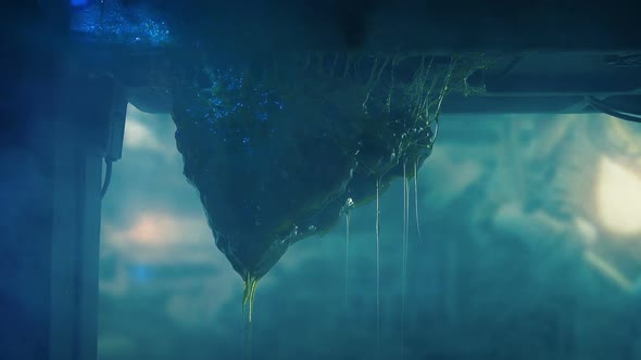 Alien Egg On Ceiling In Flashing Lights And Smoke alt