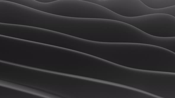 3D Abstract Waves Black Background 4K