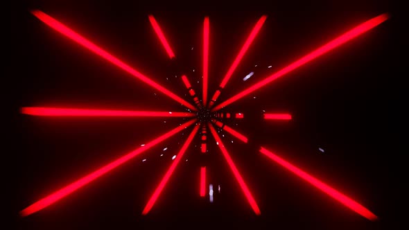 Abstract Endless Tunnel Visual With Red Neon Lines Seamlessly Looped
