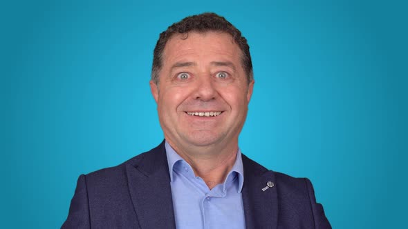 Businessman cute excited. alt