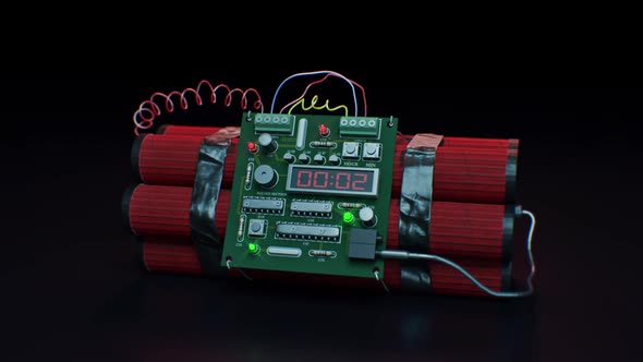 Dynamite Bomb with Digital Timer Countdown - 10 Second Long alt