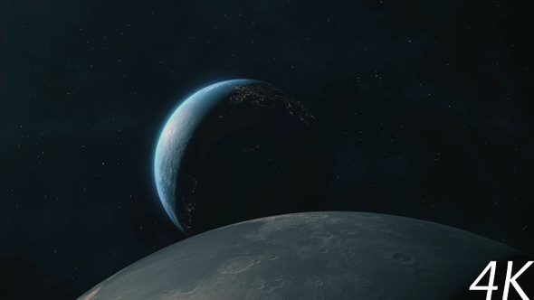 Space Scene with Moon and Earth