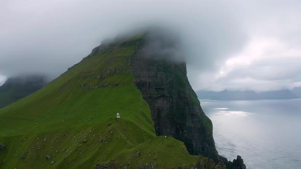 Aerial View of Kalsoy Island at Sunset alt