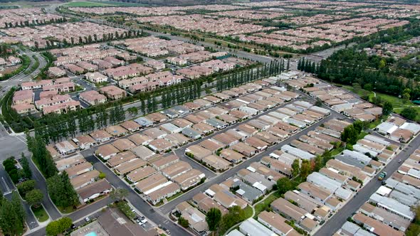 Aerial View of Large-scale Residential Neighborhood, Irvine, California alt