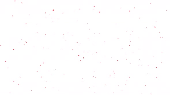 Red Snow Falling On White Background, Alpha Channel